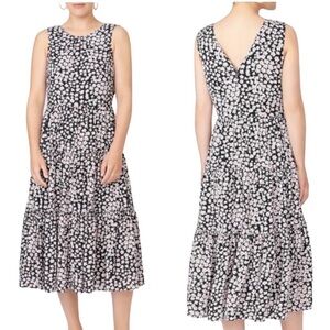 J. CREW NWT Floral Poppy Garden Tiered Midi Dress Size Medium in Poppy Print